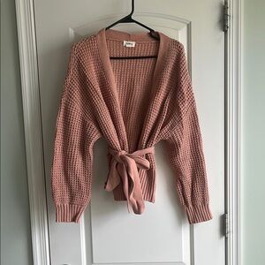 UpWest Dusty Pink Knit Tie-Front Cardigan